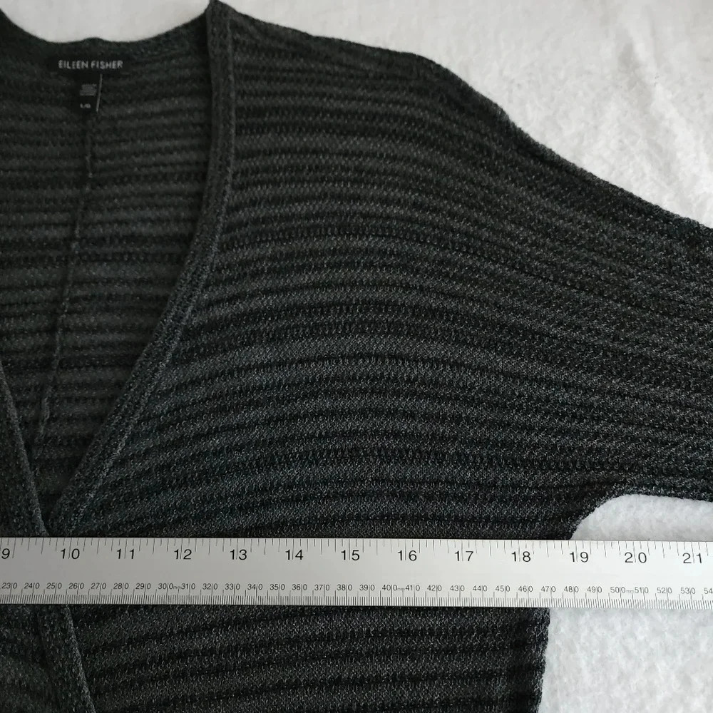 Eileen Fisher Striped Lightweight Knit Wrap Top Dolman Sleeves - Picture 6 of 7